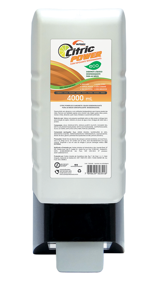 SABONETE LIQ DESENGR CITRIC POWER ECO C ESFOLIANTE 4L REFIL NUTRIEX