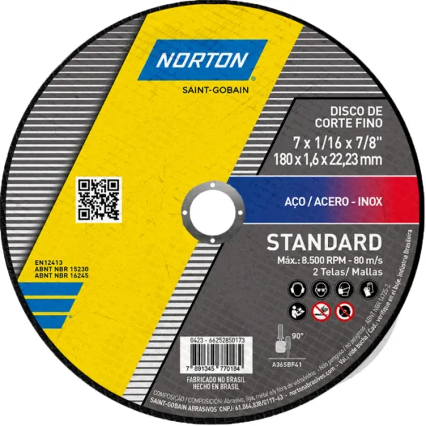 DISCO CORTE NORTON STANDARD 180X1.6X22.23