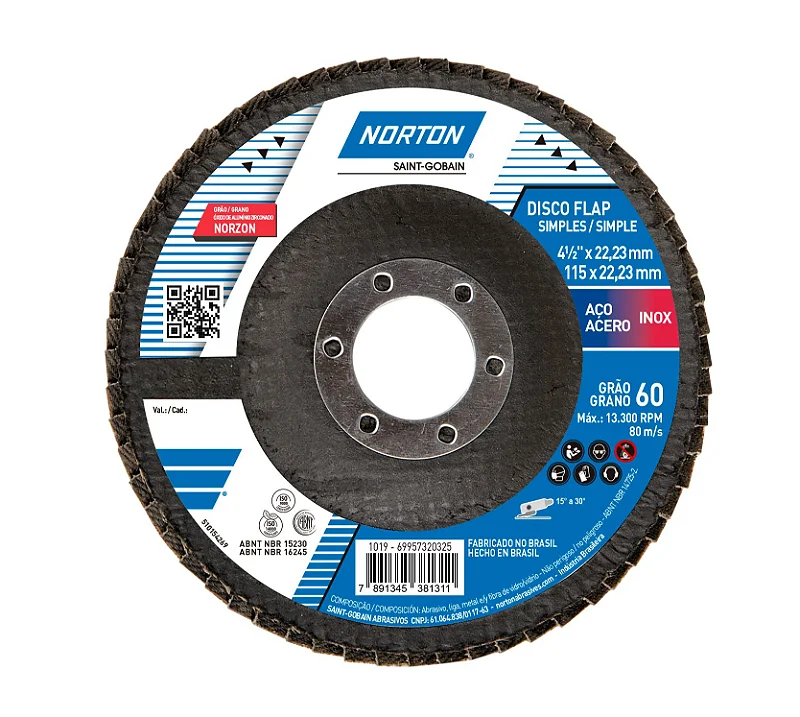 DISCO FLAP FIBRA ORIGINAL R822 180X22.23 GR60 NORTON