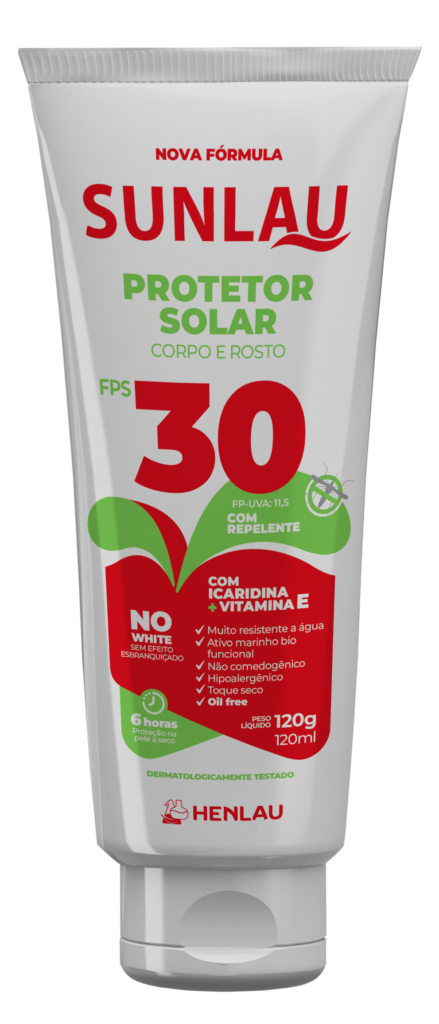 PROTETOR SOLAR FPS 30 SUNLAU ICARIDINA UVA/UVB REPELENTE C/ VITAMINA E 120G