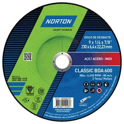 DISCO DESBASTE CLASSIC NORTON BDA600 230X6.4X22.23